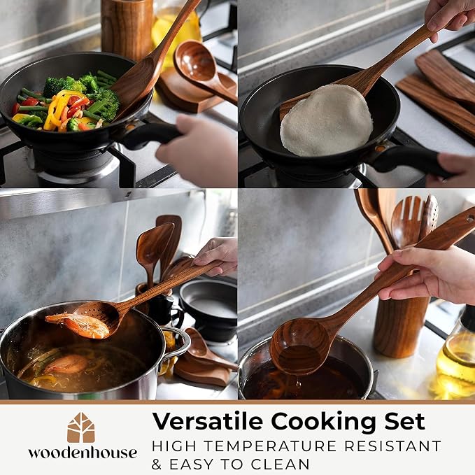 Wooden Spoons for Cooking – Wooden Cooking Utensils Set - Image 7