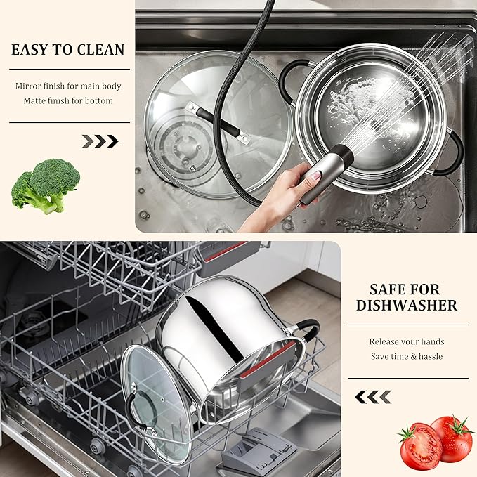 E-far 12 Quart Stock Pot, Stainless Steel Pot - Image 7