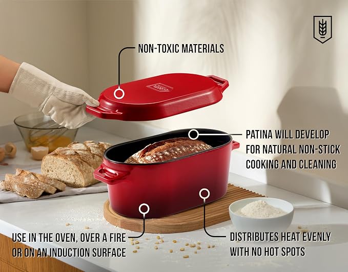 Kook Dutch Oven, for Bread Baking, Sourdough Loaf Pan, Dual Handles, Enameled - Image 3
