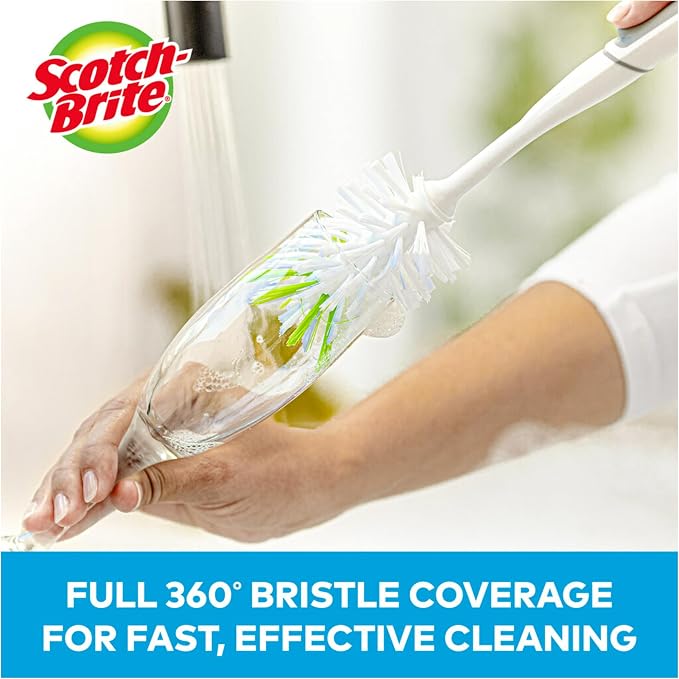 Scotch-Brite Glass and Water Bottle Brush, Long-Lasting, Safe on Glassware - Image 3