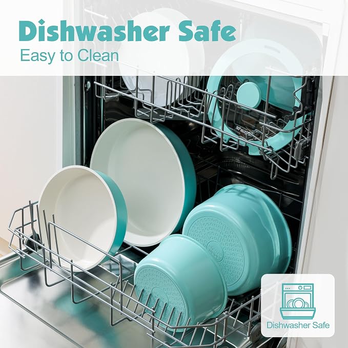 SENSARTE 24 Piece Ceramic Pots and Pans Set, Nonstick Detachable Handle Cookware - Image 5