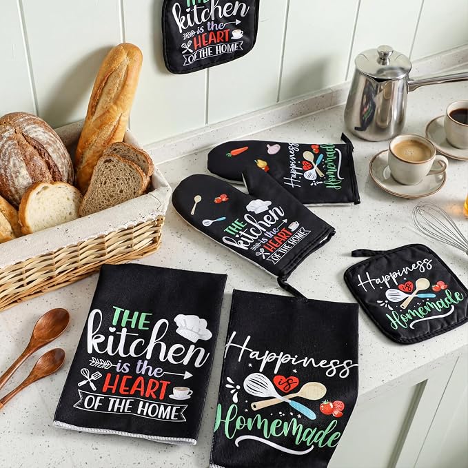Sratte 6 Pcs Kitchen Decor Accessories Set Farmhouse Towels Pot Holders Oven - Image 3