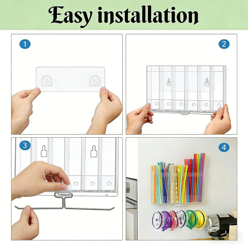 10''Acrylic Straw Holder for Cabinet Door with Tumbler Straw
