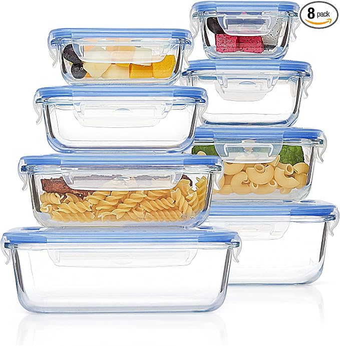Vtopmart 8 Pack Glass Food Storage Containers by Vtopmart