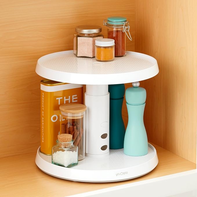 YouCopia Crazy Susan Two-Tier Turntable, Height-Adjustable Lazy Susan Organizer - Image 8