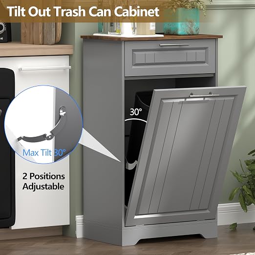 Single 10 Gallon Tilt Out Trash Can Cabinet - Image 4