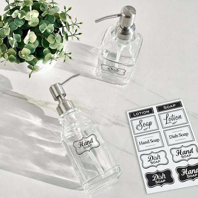JASAI 2Pack Antique Design Glass Soap Dispenser - Image 7
