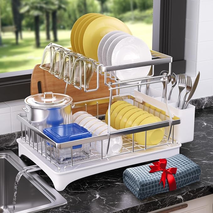 Godboat Dish Drying Rack, 2-Tier Dish Rack - Image 8