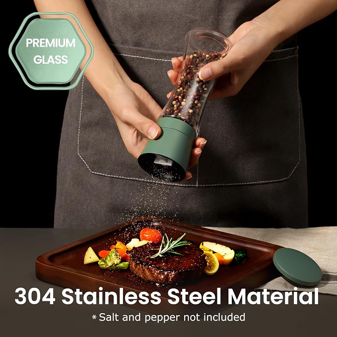 VEVOK CHEF Green Salt and Pepper Grinder Mill Set Stainless Steel Pepper Shaker - Image 4