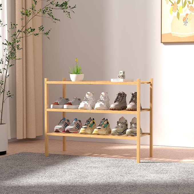 ROMGUAR CRAFT 3 Tier Bamboo Shoe Rack - Image 2