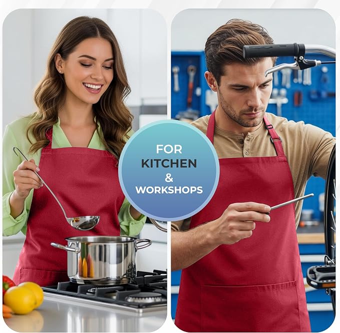 Utopia Kitchen 4 Pack Bib Apron Adjustable - Image 5
