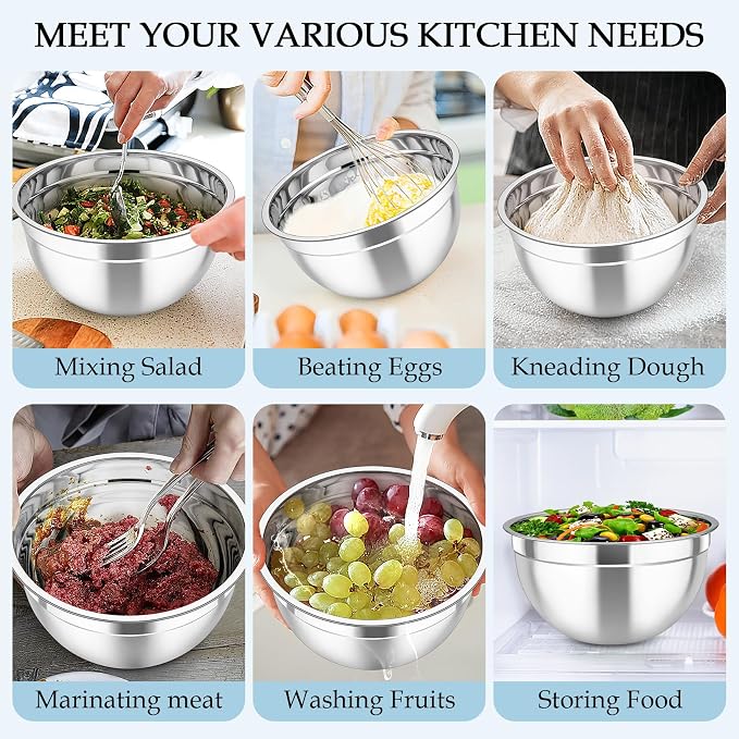 TeamFar Mixing Bowls, Stainless Steel Nesting Salad Bowls - Image 7