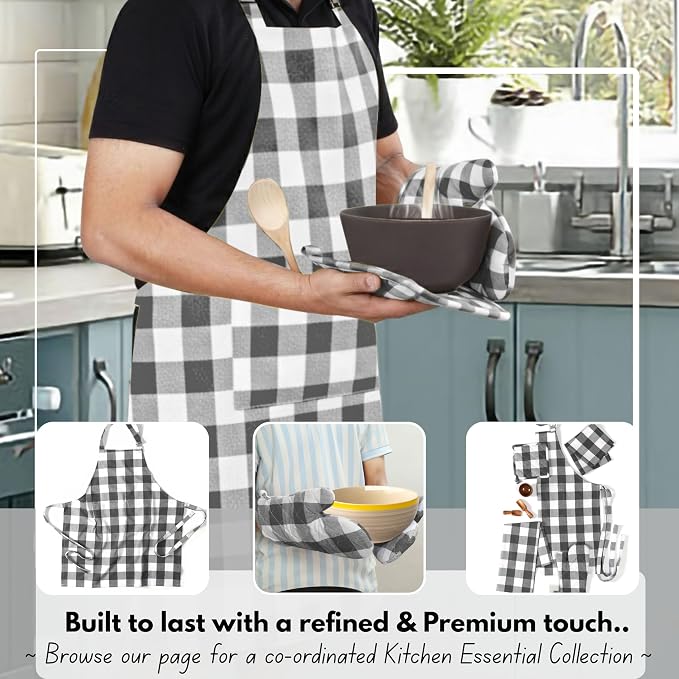 Native Fab Buffalo Plaid Check Oven Mitts and Pot Holders Set of 4, 100% Cotton - Image 2