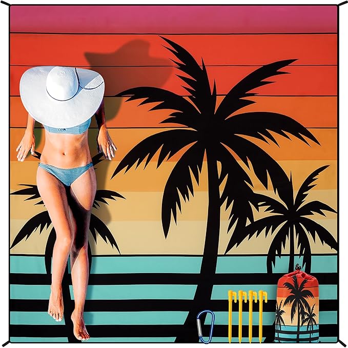 HIHOHO Beach Blanket Waterproof Sandproof Extra Large Beach Mat 79" X by HIHOHO