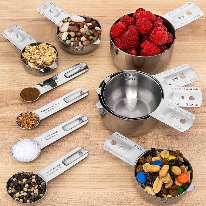 Hudson Essentials Stainless Steel Measuring Cups and Spoons Set - Image 2