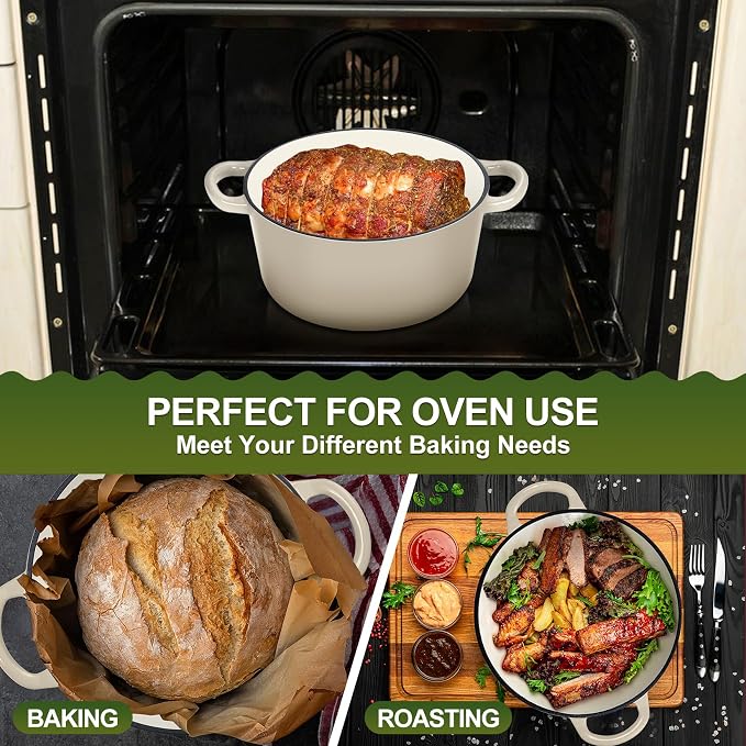 P&P CHEF 5QT Enameled Dutch Oven, Cast Iron Dutch Oven Pot - Image 7
