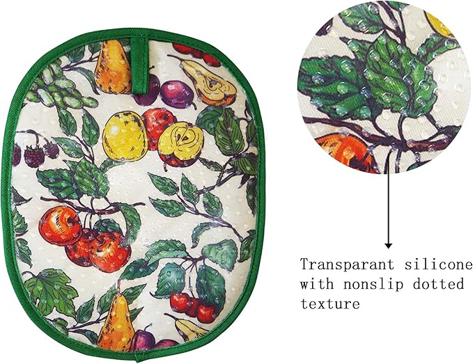 Pot Holders Set of 2 with Transparent Clear Silicone Shell and Nice Fruit - Image 3