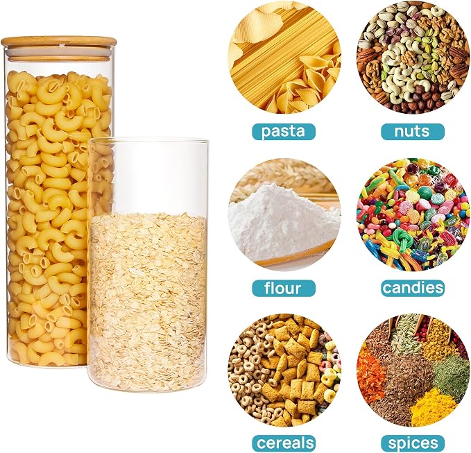 Vtopmart 70oz Glass Food Storage Jars, 3 Pack Large Kitchen Containers - Image 3