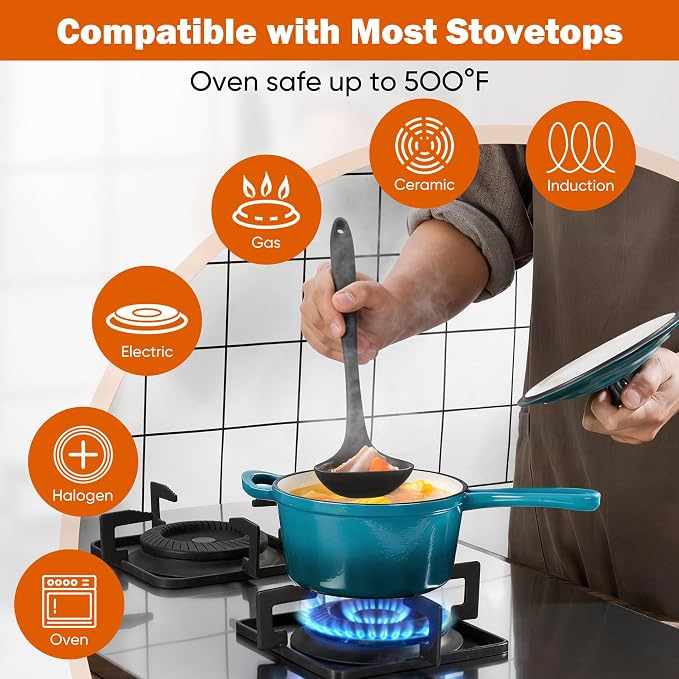 Homikit 1 QT & 2 QT Saucepan Set, Enameled Cast Iron Saucepan - Image 6