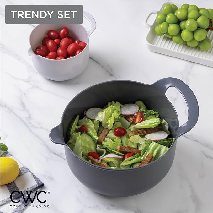 COOK WITH COLOR Nesting Plastic Mixing Bowl Set with Pour Spouts and Handles - Image 5