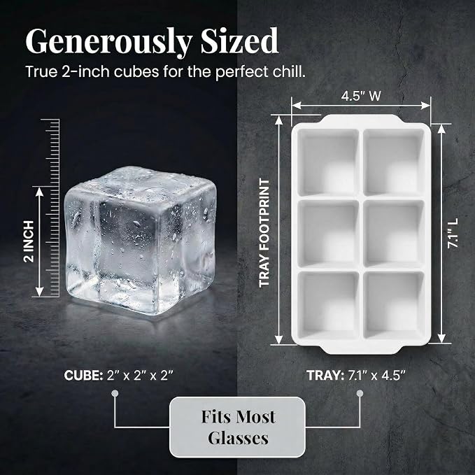 KitchFort Large Silicone Ice Cube Tray, Easy Release 2" Big Ice Cubes - Image 8