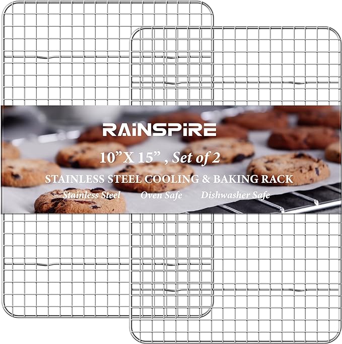 Oven-Safe Dishwasher-Safe 100% 304 Stainless Steel Cooling Rack 10" x 15" Heavy by Rainspire