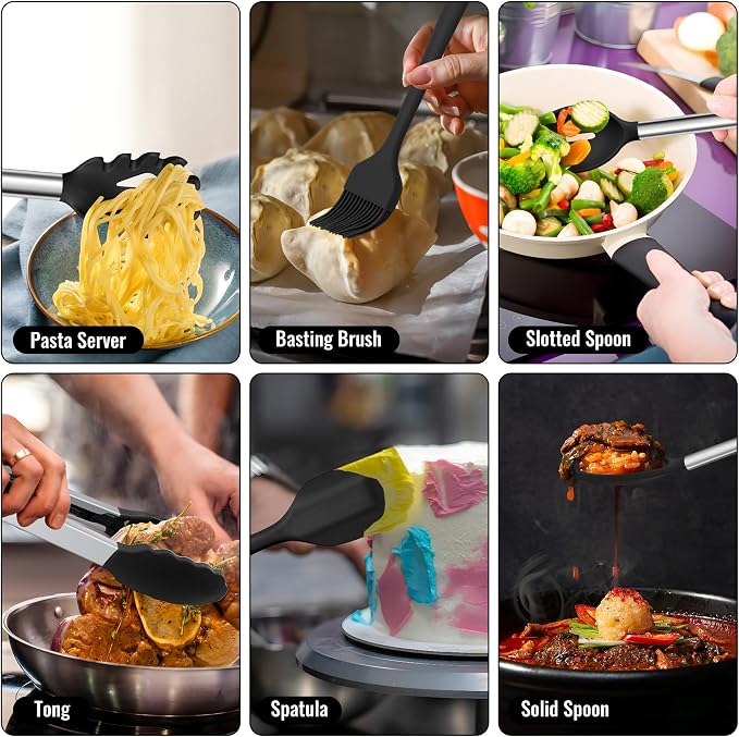 E-far 14 Pieces Silicone Cooking Utensils Set, Kitchen Utensils Set - Image 6