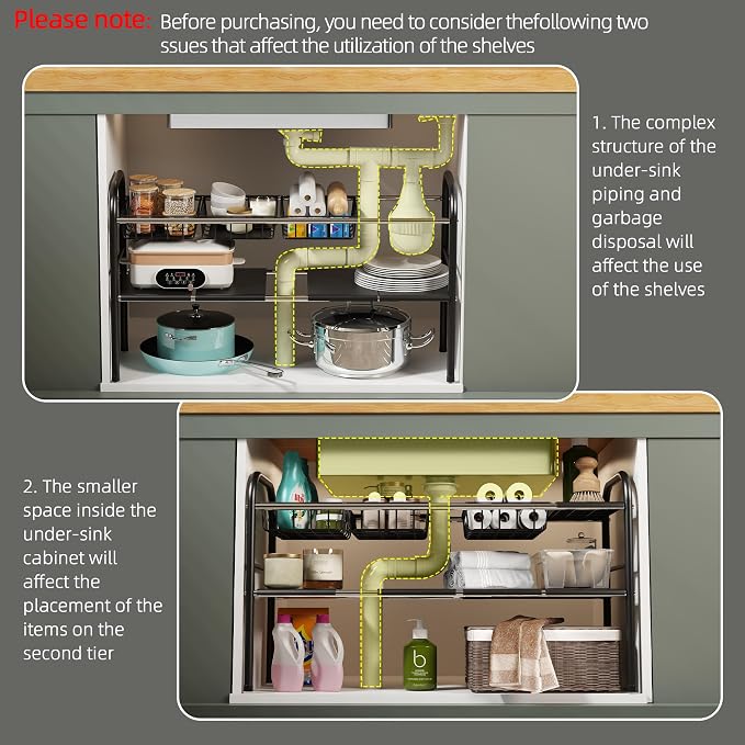 NETEL Under Sink Organizers and Storage, 2 Tier Expandable Under Cabinet - Image 4