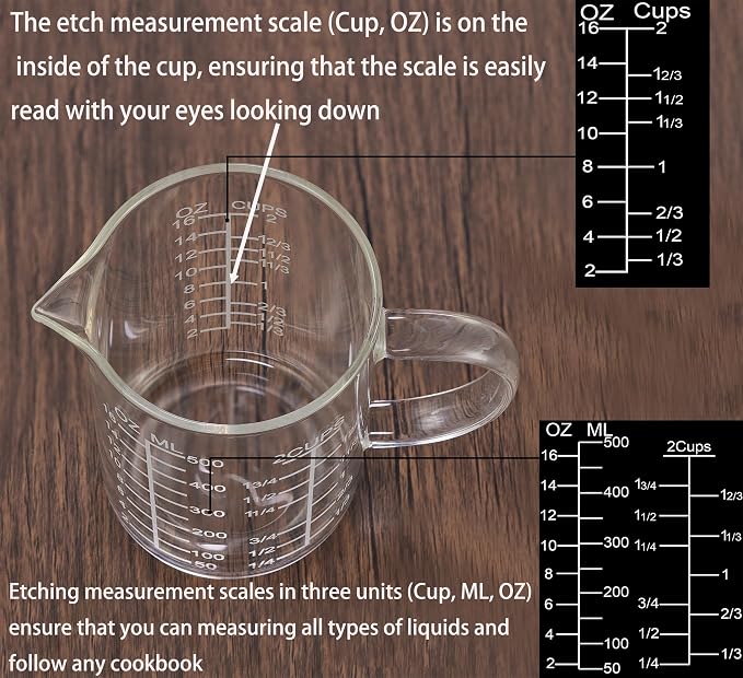 Ackers Mirror Etching Scale Glass Measuring Cup--Made of High Borosilicate - Image 3