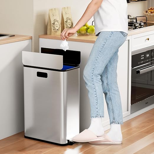 Garvee Kitchen Dual Trash Can, 15 gal Large Recycling Bin Garbage Can - Image 7