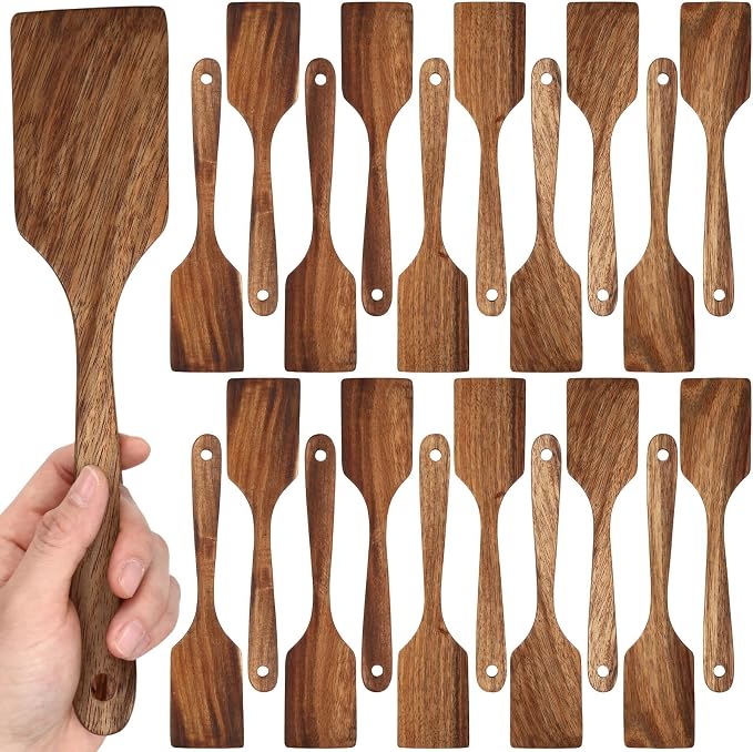 Sieral 20 Pcs Wooden Spatulas Bulk, 11 Inches Natural Acacia Wooden Spatulas by Sieral