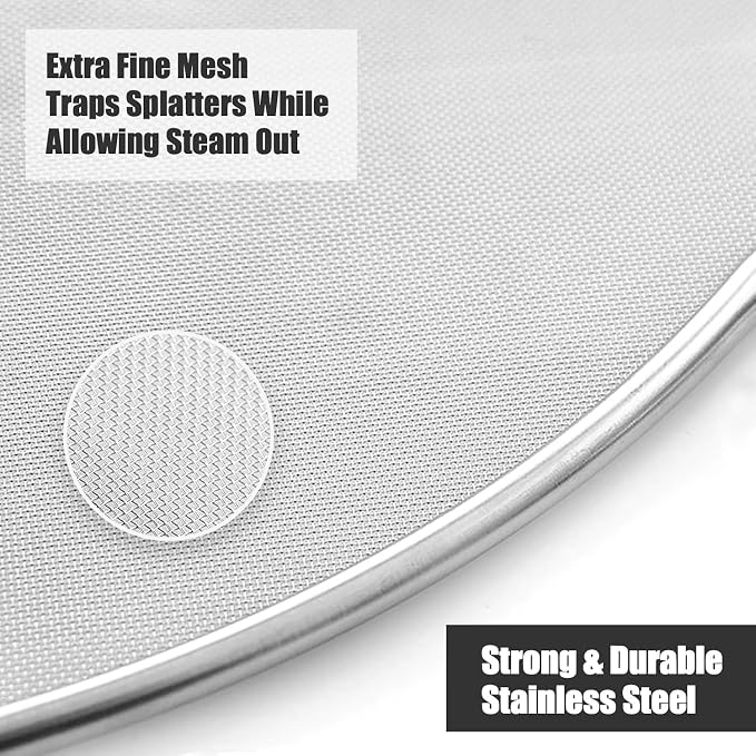 Homestia Splatter Screen for Kitchen, Stainless Steel Fine Mesh Splatter Screen - Image 4