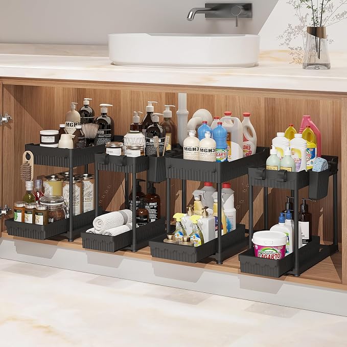 Sevenblue 4 Pack Under Sink Organizer, Bathroom Organizers and Storage by Sevenblue