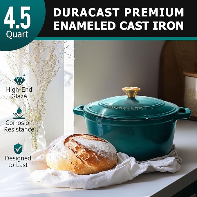 MUELLER HOME 4.5 QT Enameled Cast Iron Dutch Oven, Heavy-Duty Casserole Dish - Image 2
