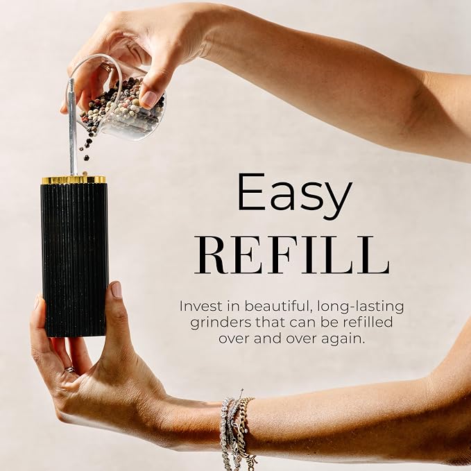 Wooden Salt and Pepper Grinder Set – Refillable Manual Salt and Pepper Mills - Image 5
