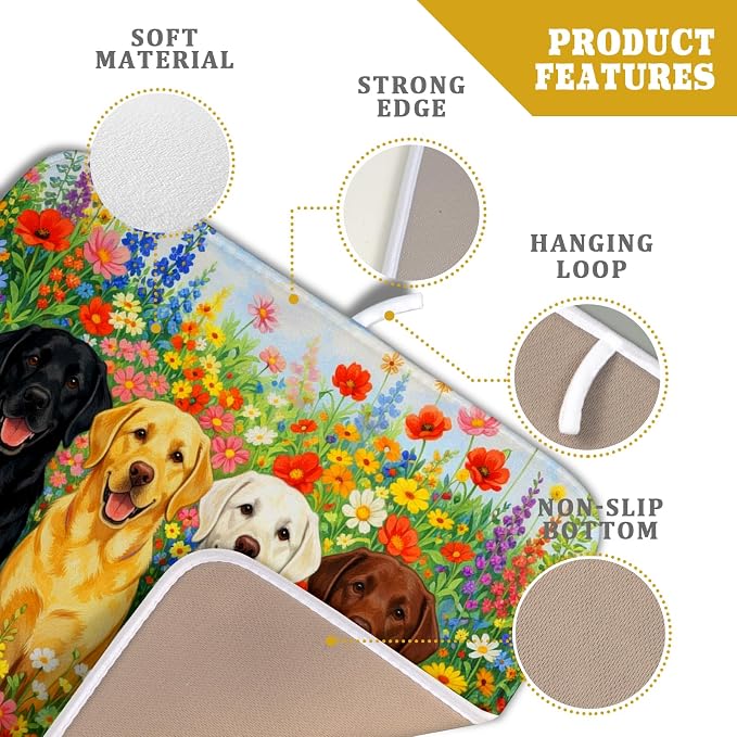 Flower Dog Dish Drying Mat Spring Floral Microfiber Absorbent Dish Drying Pad - Image 4