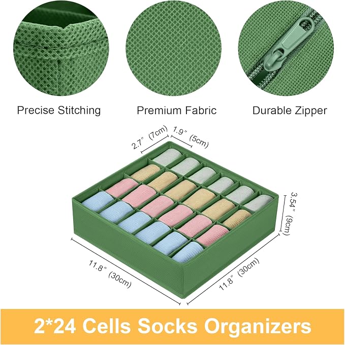 Joyoldelf Sock Drawer Organizer Divider 2 Packs Underwear Organizer, 24 Cell - Image 2