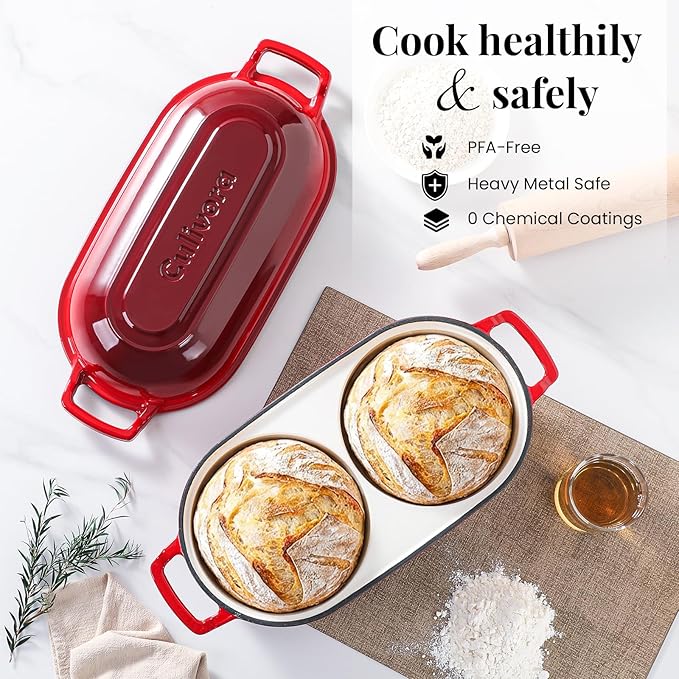 Cast Iron Bread Pan with Lid, Mini Enamel Sourdough Baking Dutch Oven Pot - Image 5
