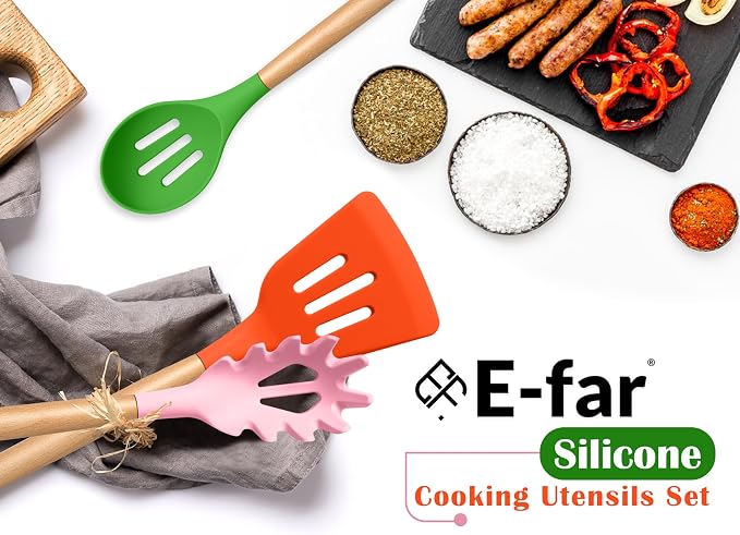 E-far Silicone Cooking Utensils Set, 10-Piece Kitchen Utensils Set - Image 7