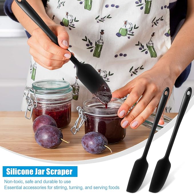 Patelai 2 Pieces Silicone Jar Spatula Long Handle Non-stick Rubber Scraper Heat - Image 6