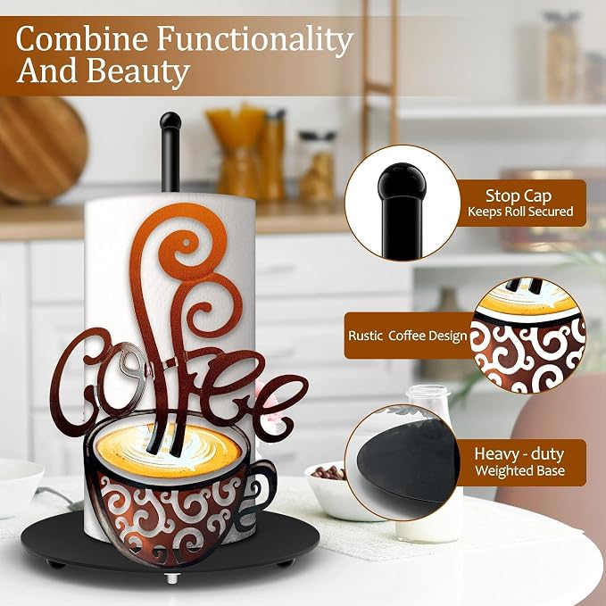 Hexagram Coffee Paper Towel Holder, Coffee Kitchen Bar Decor, Retro Decor - Image 3