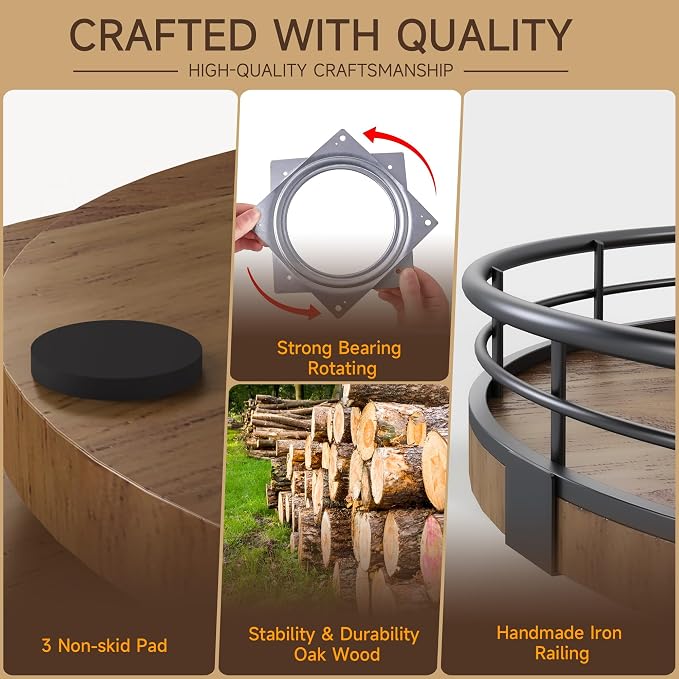 Farmhouse Oak 10" Lazy Susan Turntable Organizer - Image 4