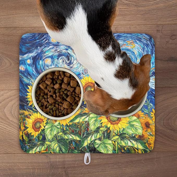 Sunflower Dish Drying Mat for Kitchen Counter 18x16 Inch Starry Night Drying Mat - Image 8