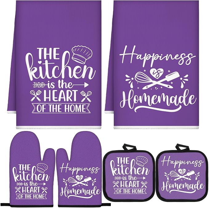 Sratte 6 Pcs Kitchen Decor Accessories Set Farmhouse Towels Pot Holders Oven by Sratte