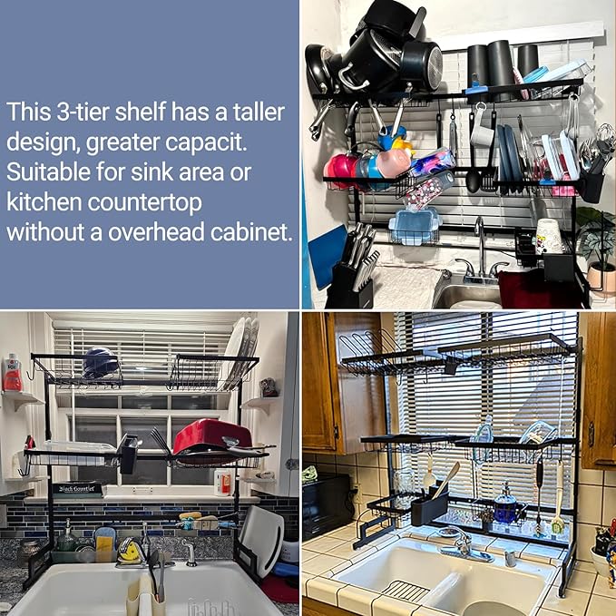 ADBIU Over The Sink Dish Drying Rack Snap-On Design 2 Tier Large Dish Rack) - Image 3