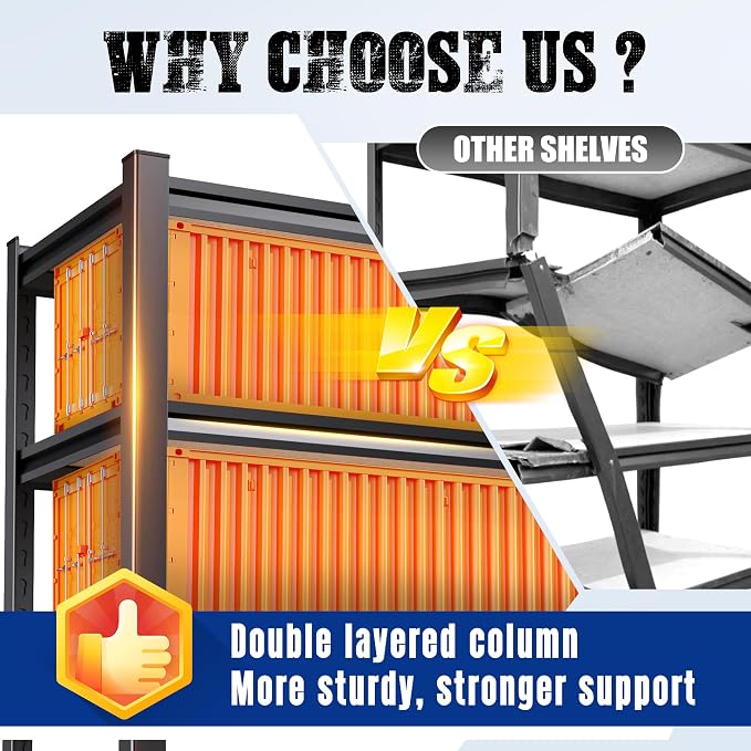 71"H-32"W-14"DGarage Shelving-5 Tier Garage Storage Shelves, Adjustable Heavy - Image 6