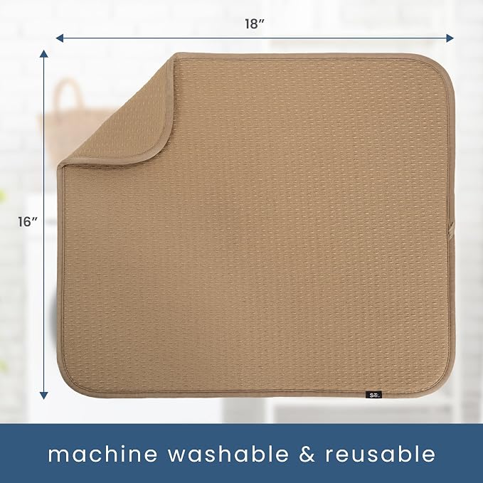 S&T INC. Dish Drying Mat, 16” x 18”, Absorbent Microfiber Kitchen Counter Mat - Image 7