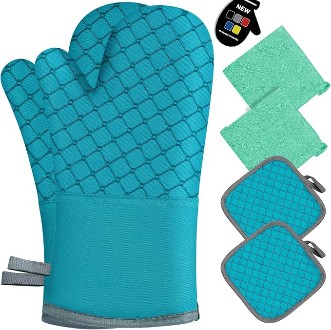 6 Pcs Oven Mitts and Pot Holders, 500℉ Heat Resistant Oven Mitts by Unknown