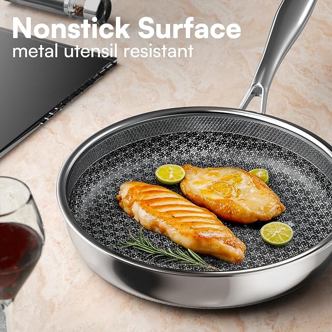 Non Stick Frying Pans with lid, 12 inch Hybrid Frying Pans Nonstick, non stick - Image 4