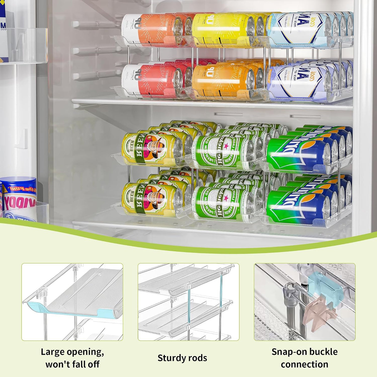 Can Organizer for Pantry, Rolling Food Pantry Storage Rack, 3 Tier